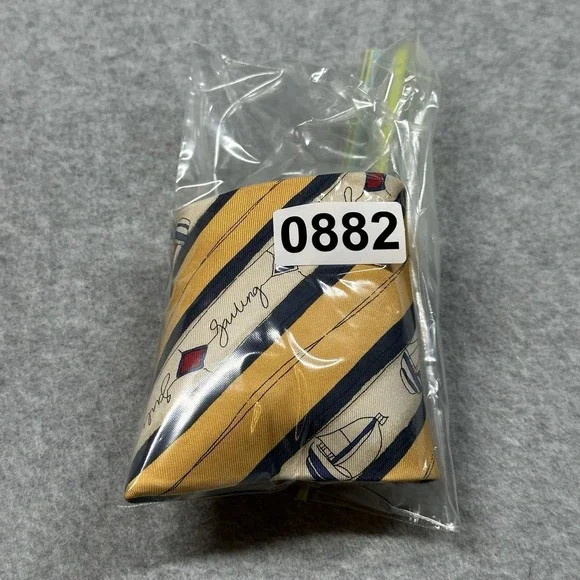 Vintage Chaps Ralph Lauren Sailboat Silk Tie Yellow Nautical USA 57x3.7in NOTE - Picture 8 of 8